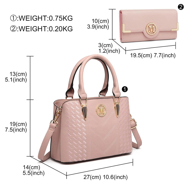 Bolso de Mano Miss Lulu para Mujer – Elegante Set Mediano de Cuero PU Ideal para el Trabajo Diario